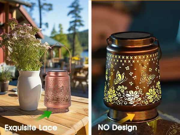 Solar Hummingbird Decorative Lantern, Waterproof Metal Hollow-out Projection Light, Indoor & Outdoor Night Lamp for Living Room, Courtyard & Villa, Perfect Gift