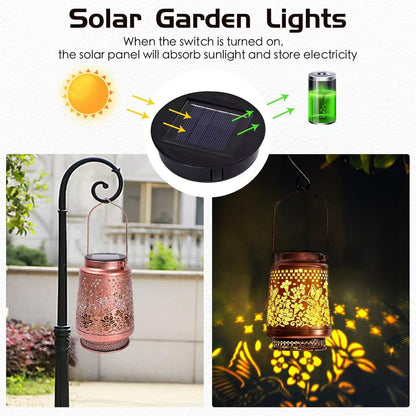 Solar Hummingbird Decorative Lantern, Waterproof Metal Hollow-out Projection Light, Indoor & Outdoor Night Lamp for Living Room, Courtyard & Villa, Perfect Gift
