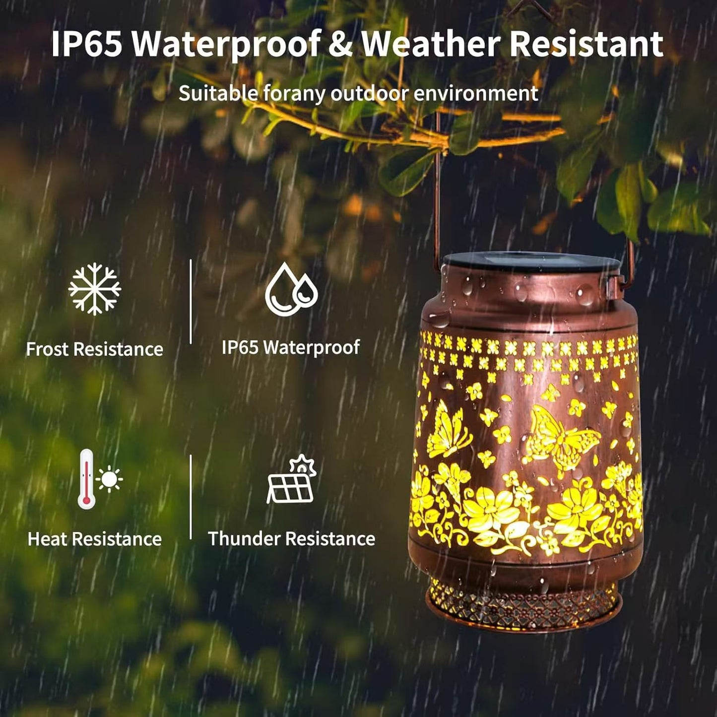 Solar Hummingbird Decorative Lantern, Waterproof Metal Hollow-out Projection Light, Indoor & Outdoor Night Lamp for Living Room, Courtyard & Villa, Perfect Gift