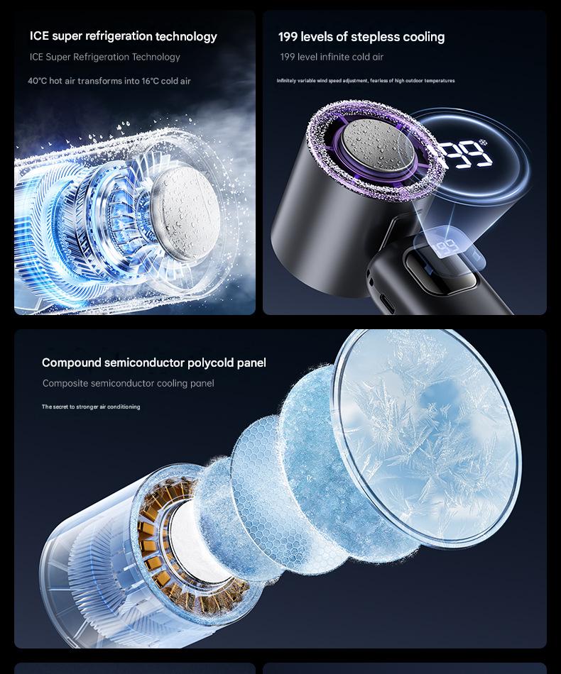 Foldable Handheld Cooling Fan — Semiconductor Ice-Cooling, Rechargeable, Silent Operation, Powerful Airflow — Ideal for Students