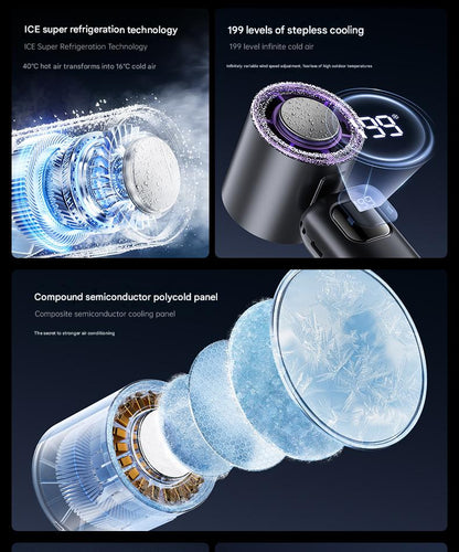 Foldable Handheld Cooling Fan — Semiconductor Ice-Cooling, Rechargeable, Silent Operation, Powerful Airflow — Ideal for Students